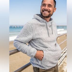 Chubbies High Pile Sherpa Hoodie in Silver Gray Sz Medium Fleece Teddy Outdoor
